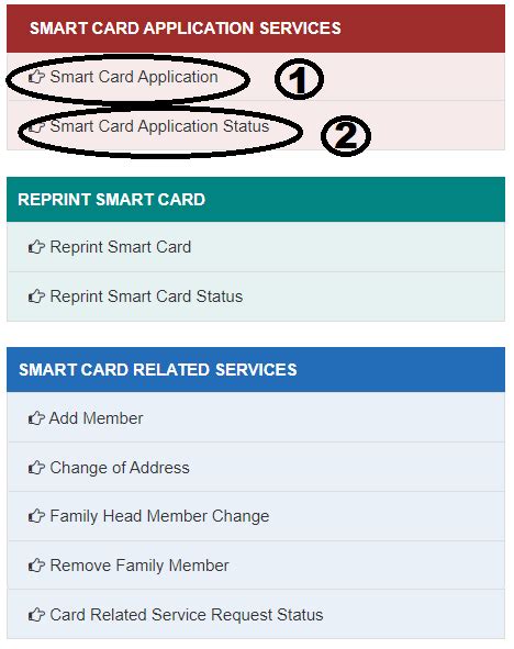 smart card application status online|smart card reprint status.